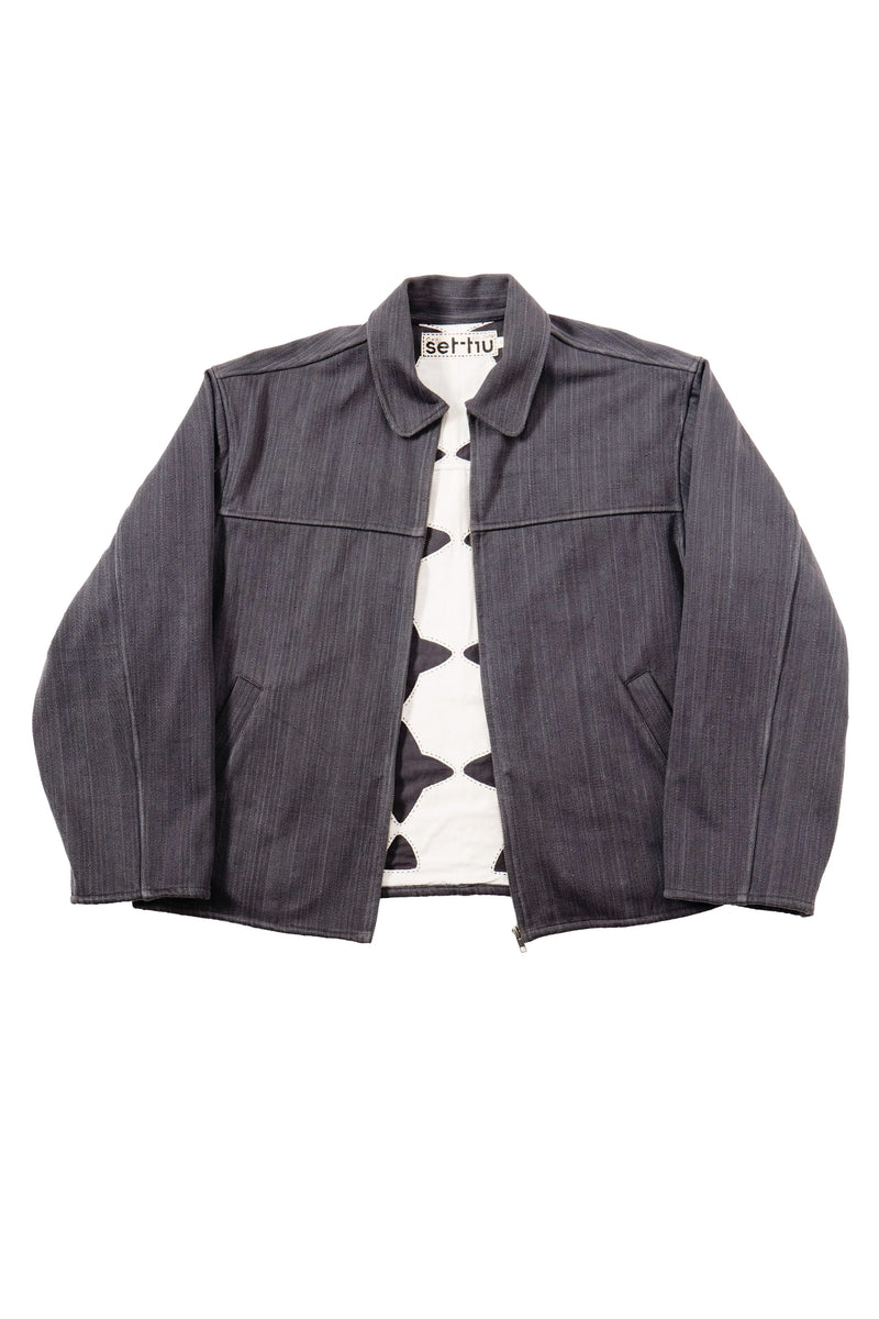 Quilted Black Diamond Trucker Jacket