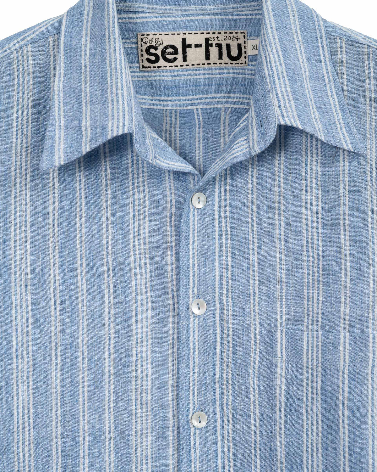 Ivy Oxford Shirt Blue Pinstripe